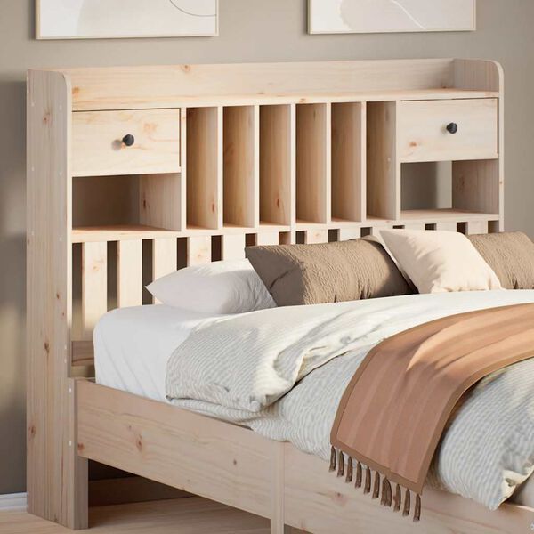 vidaXL T&ecirc;te de lit avec rangement 135 cm bois massif de pin