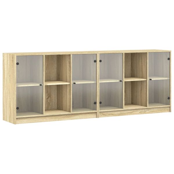 vidaXL Biblioth&egrave;que avec portes ch&ecirc;ne sonoma 204x37x75 cm
