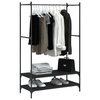 vidaXL Porte-vêtements avec étagères noir bois d'ingénierie
