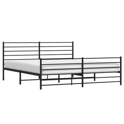 vidaXL Cadre de lit métal sans matelas avec pied de lit noir 183x213cm