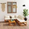 vidaXL Salon de jardin 6 pcs avec coussin Cr&egrave;me Bois d'acacia solide