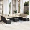vidaXL Ensemble de canap&eacute; de jardin 10 pcs Noir et Cr&egrave;me Polyrotin