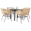 vidaXL Ensemble &agrave; manger jardin coussins 5pcs marron poly rotin verre