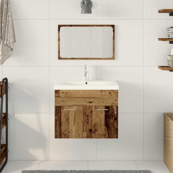 vidaXL Ensemble de mobilier de salle de bain 3 pcs Bois Ancien