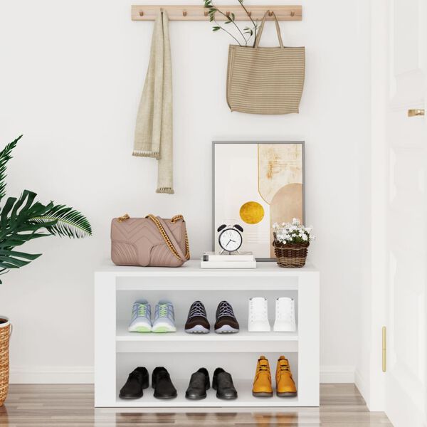 vidaXL Étagère à chaussures Blanc 75x35x45 cm Bois d'ingénierie