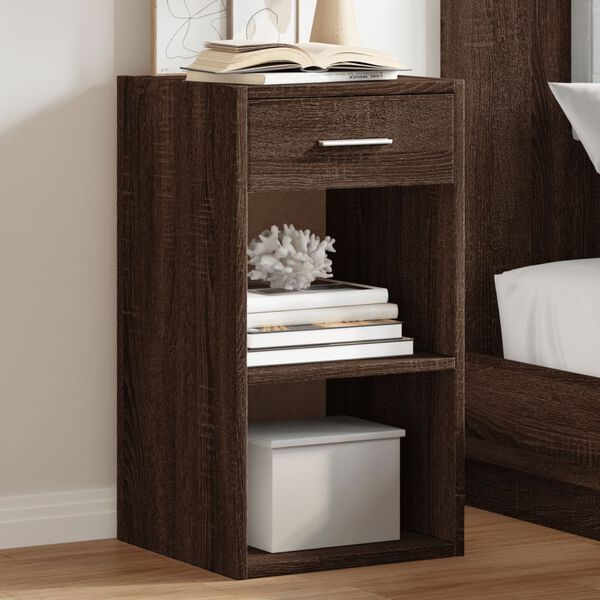 vidaXL Table de chevet ch&ecirc;ne marron 35x34x65 cm bois d'ing&eacute;nierie