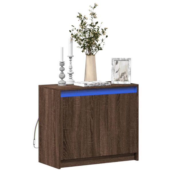 vidaXL Buffet avec LED ch&ecirc;ne marron 72x34x61 cm bois d'ing&eacute;nierie