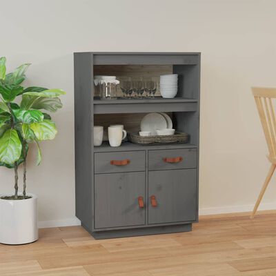 vidaXL Buffet haut Gris 67x40x108,5 cm Bois massif de pin