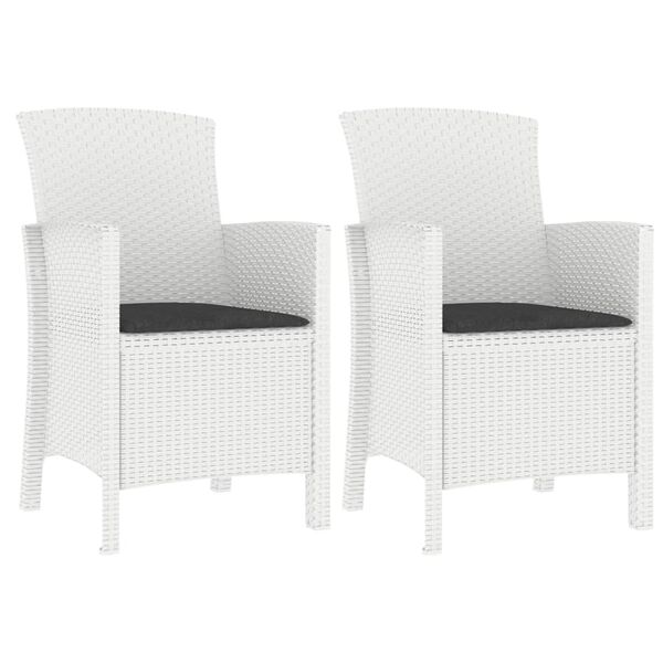 vidaXL Salon de jardin 3 pcs avec coussins Rotin PP Blanc