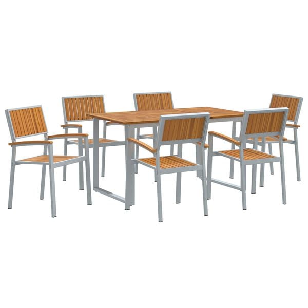 vidaXL Ensemble de salle à manger pour jardin 7 pcs Gris