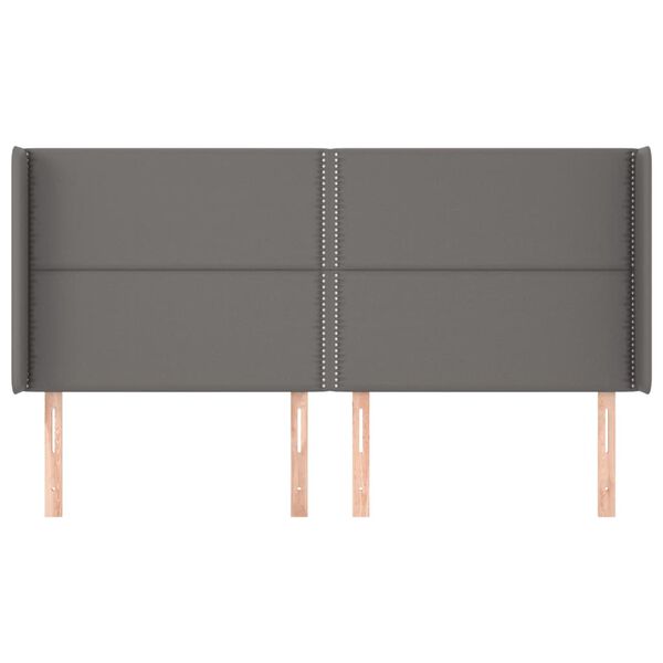 vidaXL T&ecirc;te de lit avec oreilles Gris 203x16x118/128 cm Similicuir