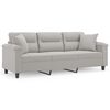 vidaXL Canap&eacute; 3 places avec oreillers et coussins Gris clair 180 cm