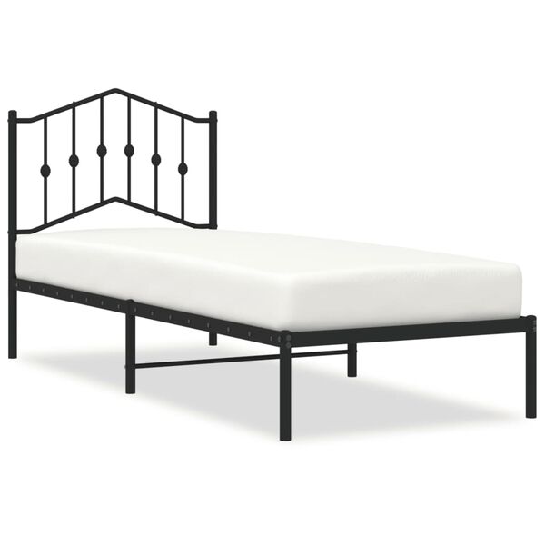 vidaXL Cadre de lit m&eacute;tal sans matelas avec t&ecirc;te de lit noir 90x190 cm