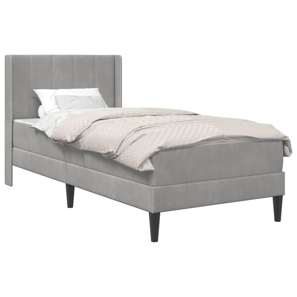 vidaXL Cadre de lit avec matelas Gris clair 80 x 200 cm Velours