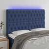 vidaXL T&ecirc;te de lit &agrave; LED Bleu 160x7x118/128 cm Tissu