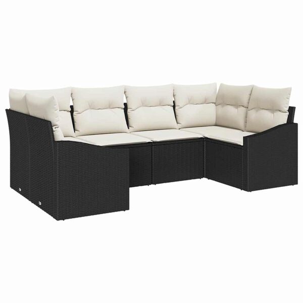 vidaXL Ensemble de Canap&eacute;s avec coussin 6 pcs Noir polyrotin
