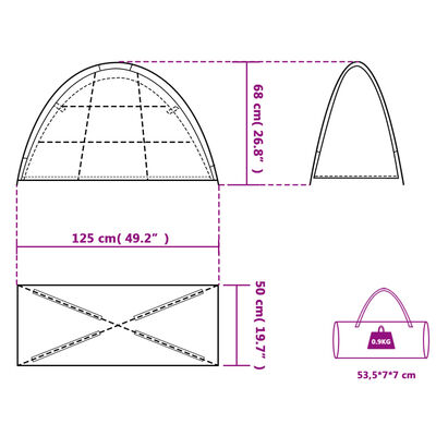 vidaXL Tente de rangement 9 compartiments 125x50x68 cm 185T taffetas