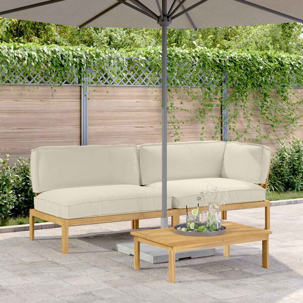 vidaXL Ensemble de Canap&eacute;s Uni 3 pcs Cr&egrave;me Bois d'Acacia Massif