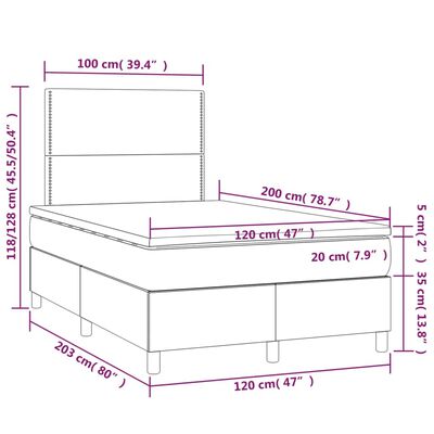 vidaXL Sommier à lattes de lit avec matelas LED Rose 120x200cm Velours