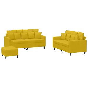 vidaXL Ensemble de canap&eacute;s 3 pcs avec coussins Jaune Velours