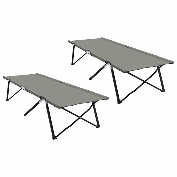 vidaXL Lit de camping pliant 2 pcs Gris 206 x 76 x 74 cm
