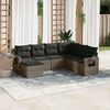 vidaXL Salon de jardin avec coussins 7 pcs gris r&eacute;sine tress&eacute;e