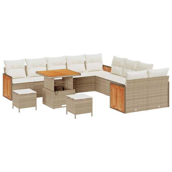 vidaXL Ensemble de canap&eacute; de jardin 17 pcs Beige et cr&egrave;me polyrotin