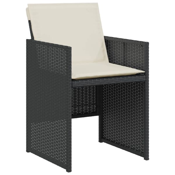 vidaXL Ensemble de bistro 3 pcs avec coussins noir résine tressée
