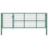 vidaXL Portail de jardin avec poteaux 350 x 100 cm, acier vert
