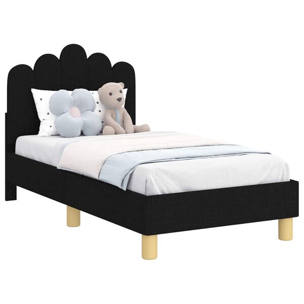 vidaXL Cadre de lit pour tout-petit avec t&ecirc;te de lit Noir 70 x 140 cm