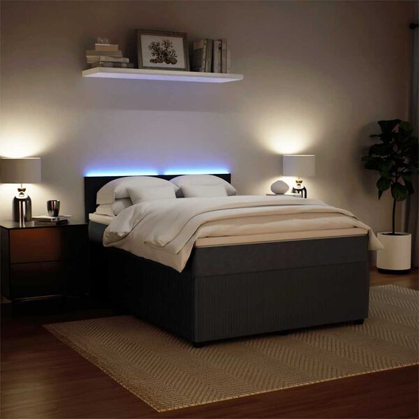 vidaXL Sommier &agrave; lattes de lit et matelas Gris fonc&eacute; 140x200cm Velours