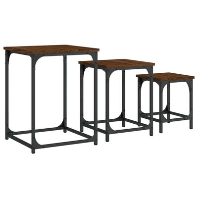 vidaXL Tables basses gigognes 3 pcs chêne marron bois d'ingénierie