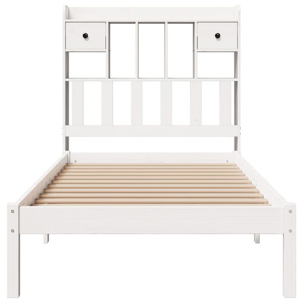 vidaXL Lit bibliothèque sans matelas blanc 75x190cm bois de pin massif