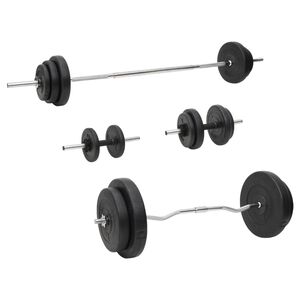 vidaXL Ensemble d'halt&egrave;res et de barres avec plaques 90 kg