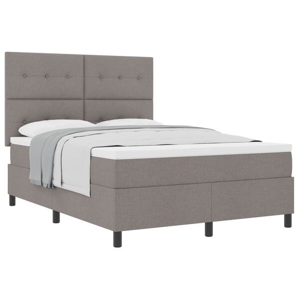 vidaXL Lit &agrave; ressorts avec matelas Taupe 160 x 200 cm tissu
