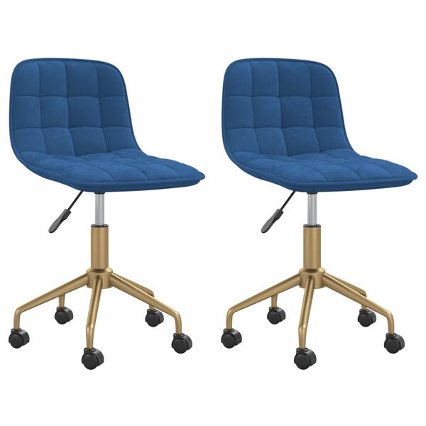 vidaXL Chaises pivotantes &agrave; manger lot de 2 bleu velours