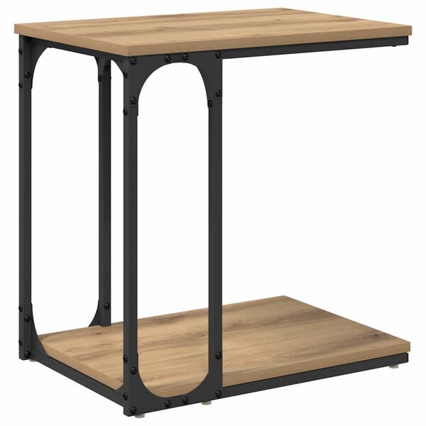 vidaXL Table d'appoint avec &eacute;tag&egrave;re Ch&ecirc;ne artisanal 50 x 35 x 52 cm