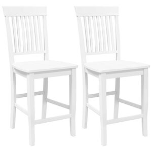 vidaXL Tabourets de bar (lot de 2) en bois massif blanc et caoutchouc