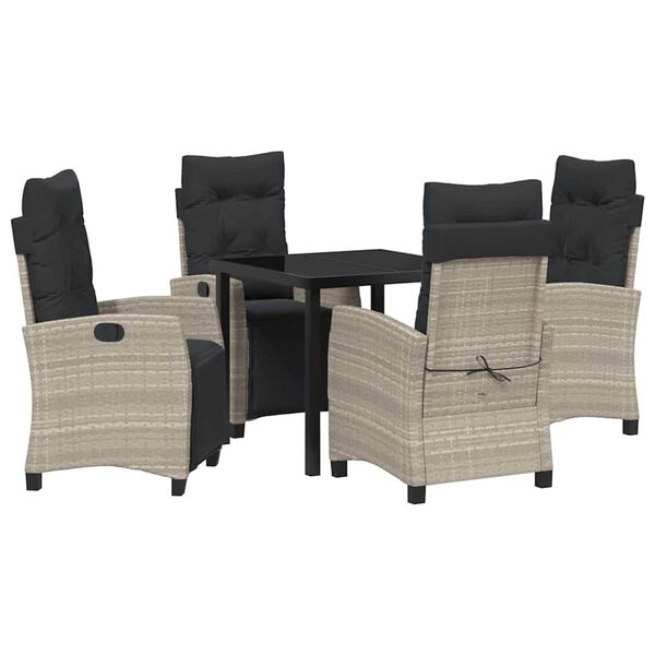 vidaXL Ensemble de salle &agrave; manger pour jardin 5 pcs Gris clair