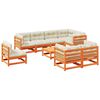 vidaXL Salon de jardin 9 pcs avec coussins marron cire bois pin massif