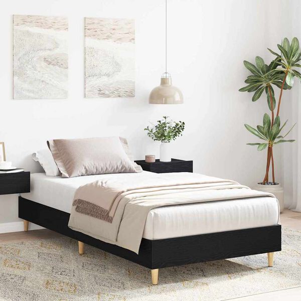 vidaXL Cadre de lit Ch&ecirc;ne noir 203 x 101 x 25 cm Bois d'ing&eacute;nierie
