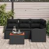 vidaXL Ensemble de canapé de jardin avec coussin 5 pcs Noir polyrotin