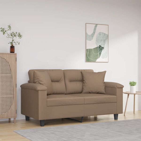 vidaXL Canap&eacute; 2 places et oreillers et coussins Cappuccino 120 cm