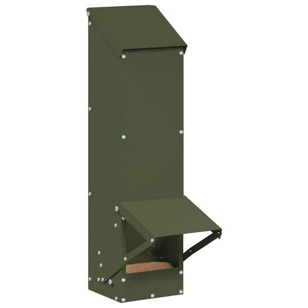 vidaXL Mangeoire pour poules Vert olive 13 x 12 x 51 cm