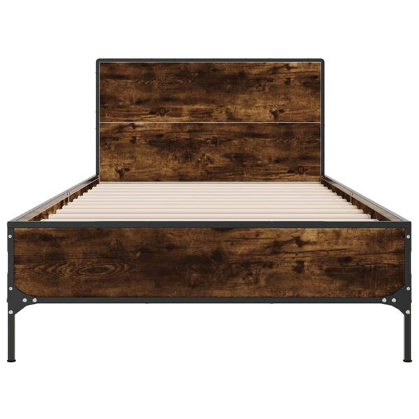 vidaXL Cadre de lit sans matelas ch&ecirc;ne fum&eacute; 100x200 cm