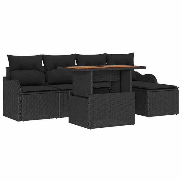 vidaXL Ensemble de canap&eacute; de jardin avec coussin 6 pcs Noir