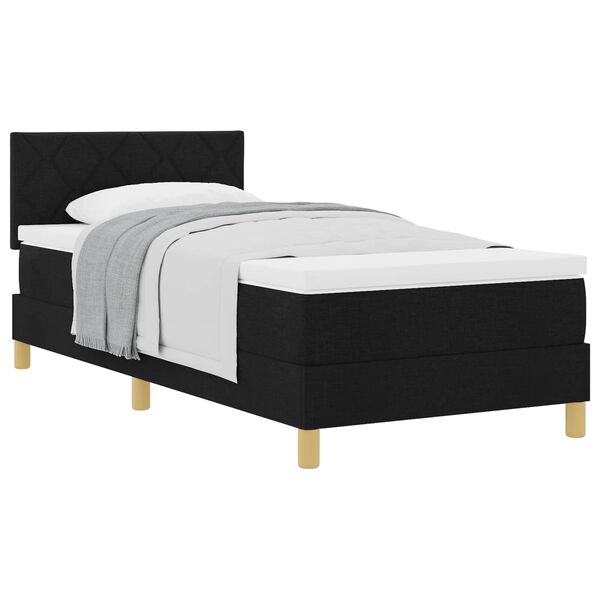 vidaXL Lit &agrave; ressorts avec matelas Noir 90 x 200 cm tissu