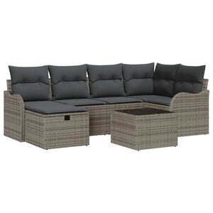 vidaXL Ensemble de canap&eacute; de jardin avec coussin 7 pcs Gris Poly rotin