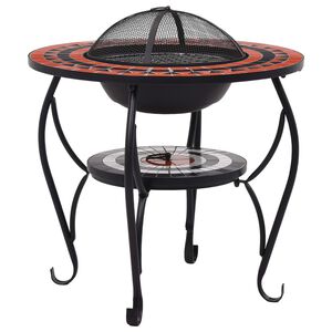 vidaXL Table de foyer mosa&iuml;que Terre cuite et blanc 68 cm C&eacute;ramique