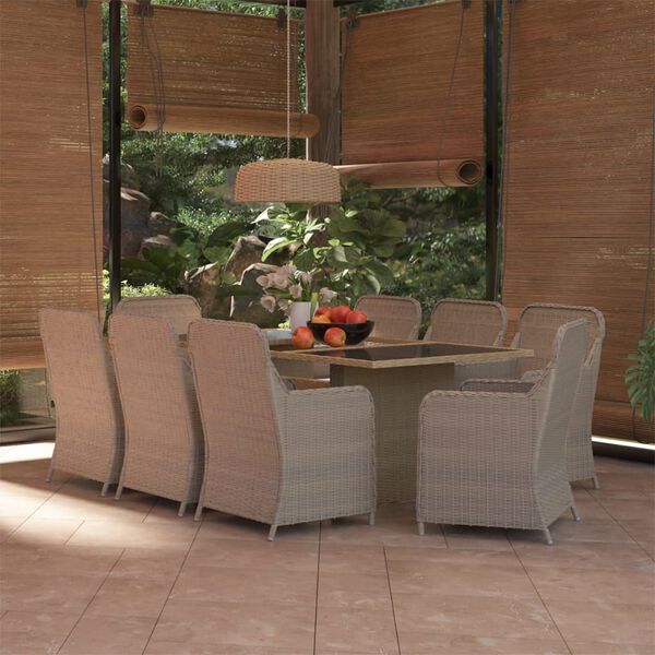 vidaXL Ensemble &agrave; manger de jardin 7 pcs R&eacute;sine tress&eacute;e Noir
